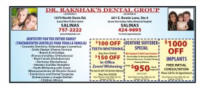 Dr. Rakshak Dentist Salinas 2 Deals Discounts Dr. Rakshak Dentist Salinas 2 300x131 Coupons for Monterey, Salinas Great Deals and Discounts