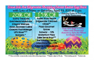  Deals  Discounts  FRONT SIDE SPRING 11 300x194 Foster City Coupons, FREE Drawing   EDGEWATER SHOPPING CENTER  